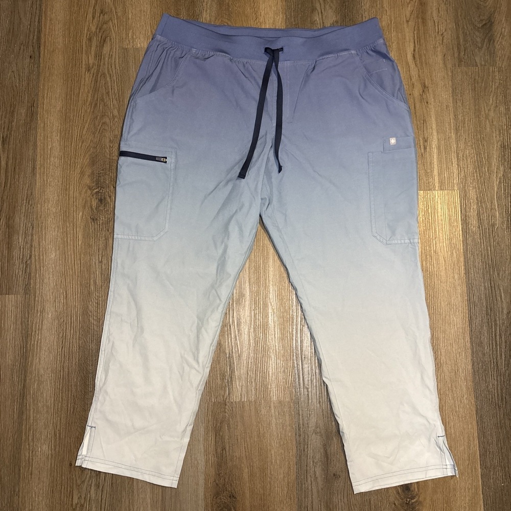 FIGS FREEx Lined Yola Scrub Pants Women's XXL Petite Ocean Blue Ombre